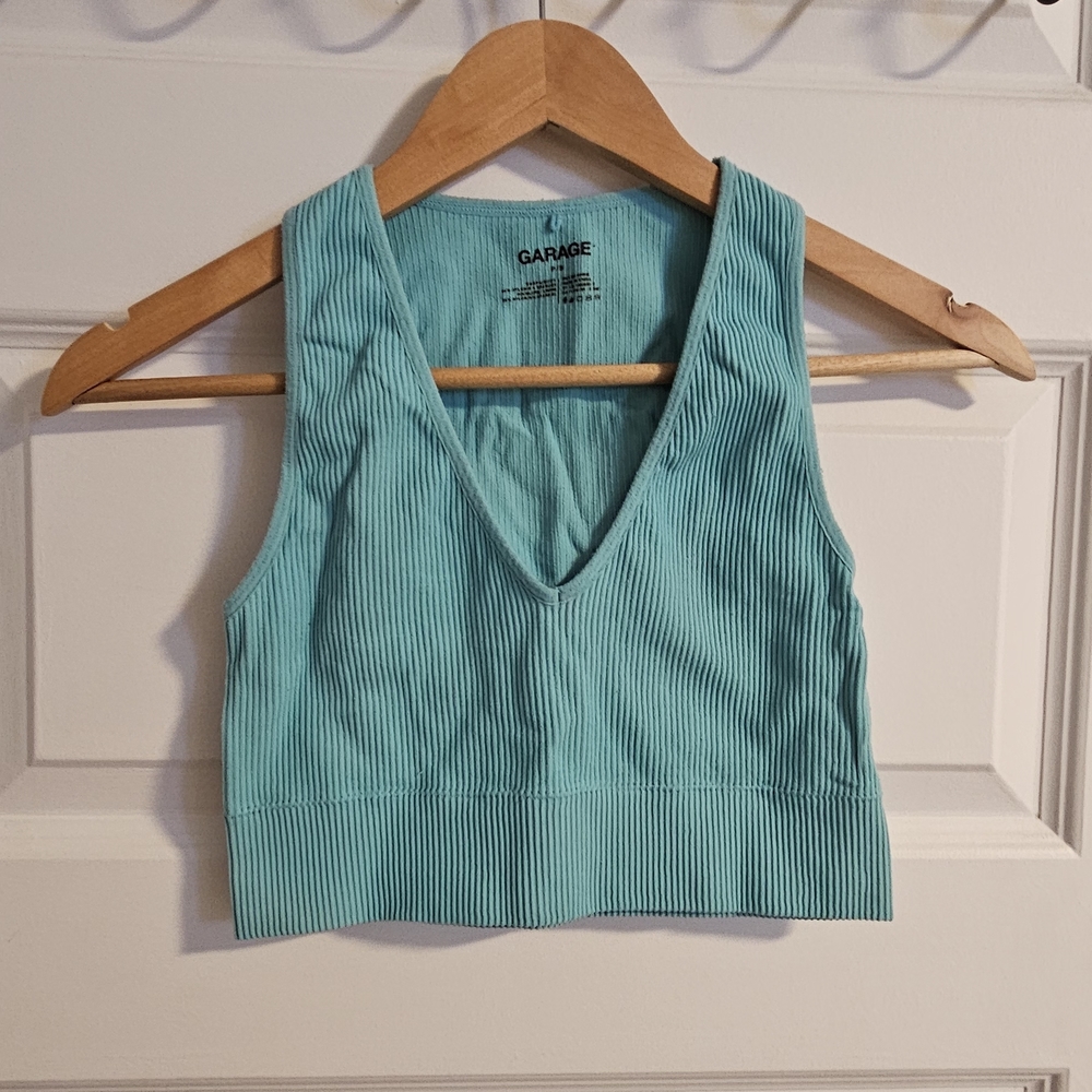 Garage Women's Aqua Ribbed Crop Top